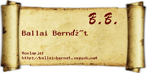 Ballai Bernát névjegykártya